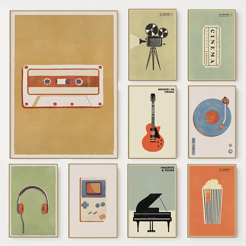 Musical Instrument Poster - Pôster de Instrumentos Musicais Pop Retrô