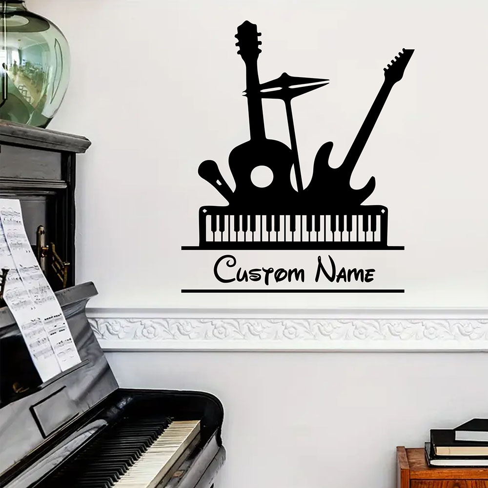 Musical Instrument With Names - Adesivo de parede personalizado com nome,