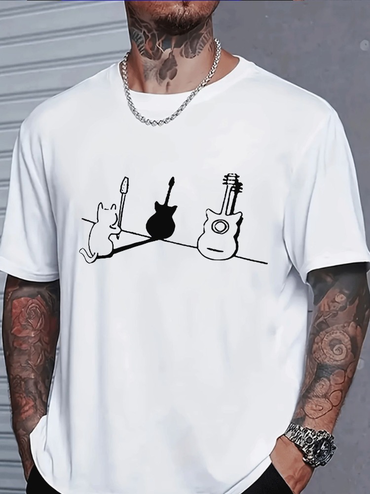 Musical Instrument Poster - Camiseta Masculina de Algodão Manga Curta