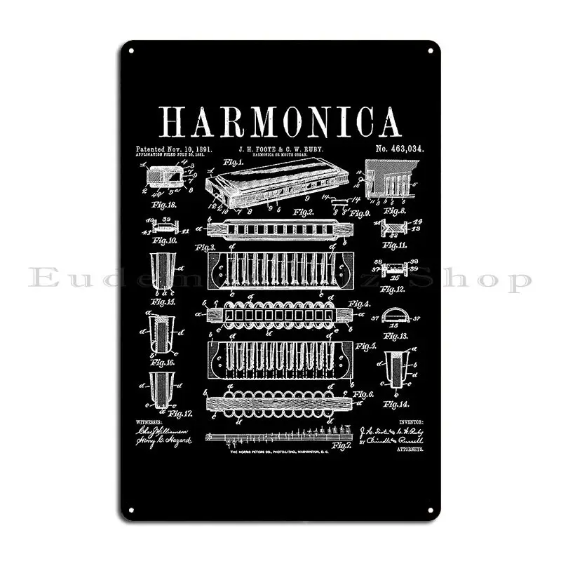 Musical Instrument Sign - Placa de Metal Vintage Personalizável com