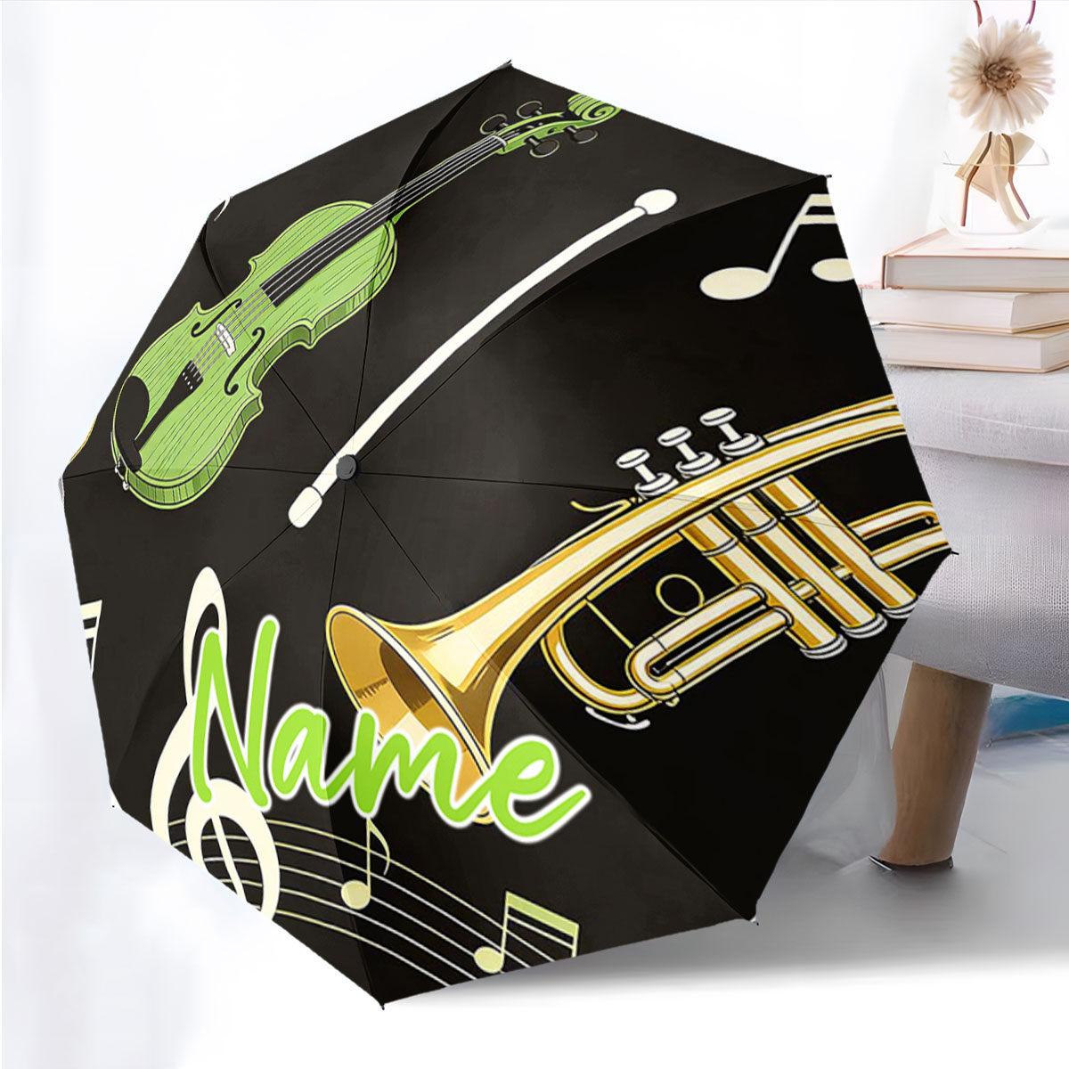 Musical Instrument With Names - Guarda-chuva Dobrável com Design de Instrumento