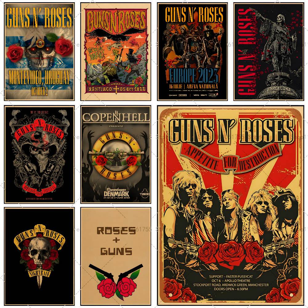 Pôster da banda de rock G-Guns - Musical Instrument Poster avaliação e preço