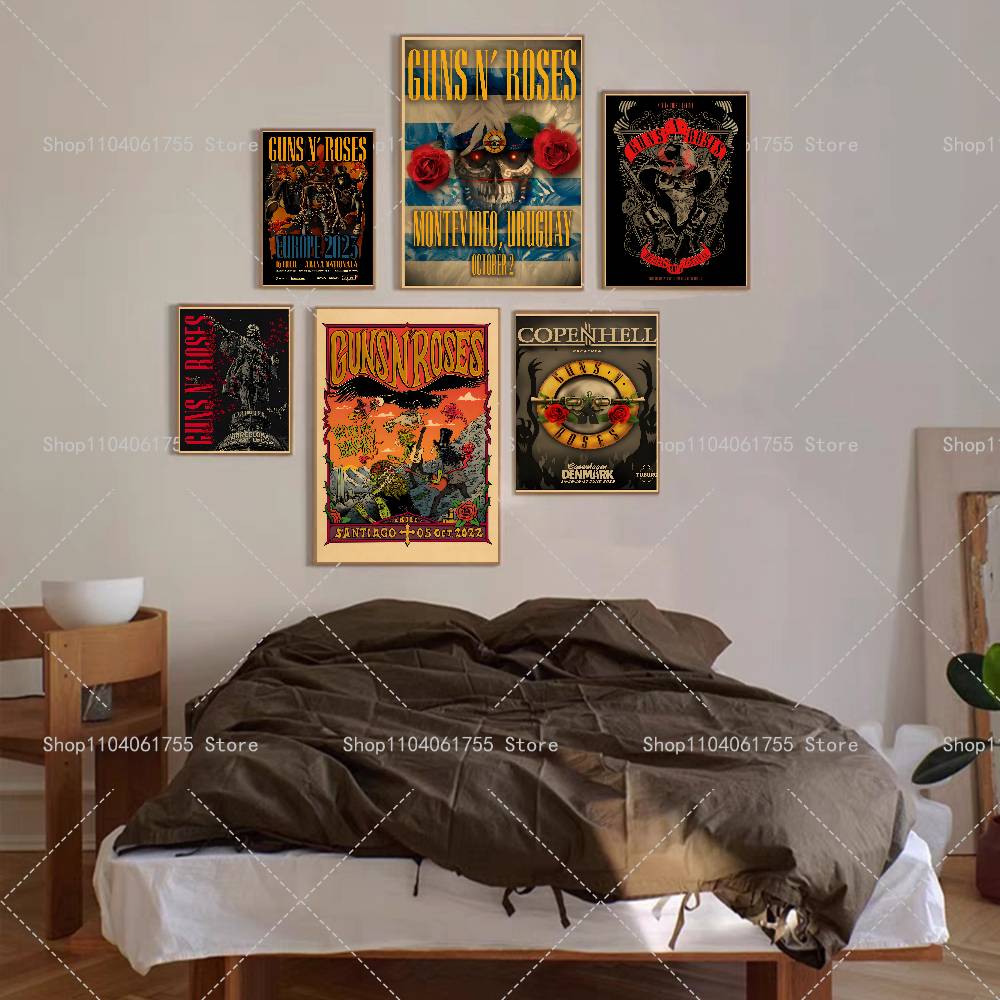Pôster da banda de rock G-Guns - Musical Instrument Poster avaliação e preço