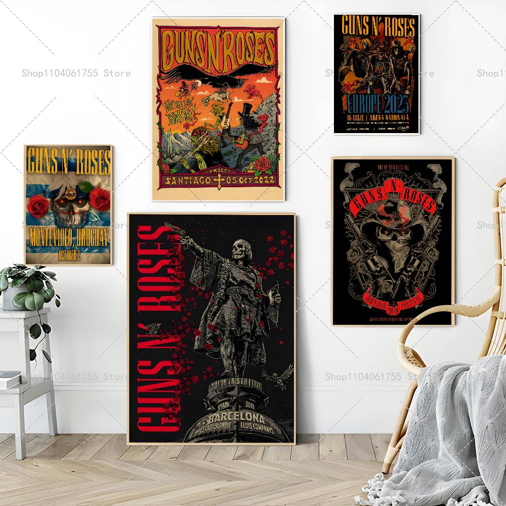 Pôster da banda de rock G-Guns - Musical Instrument Poster avaliação e preço