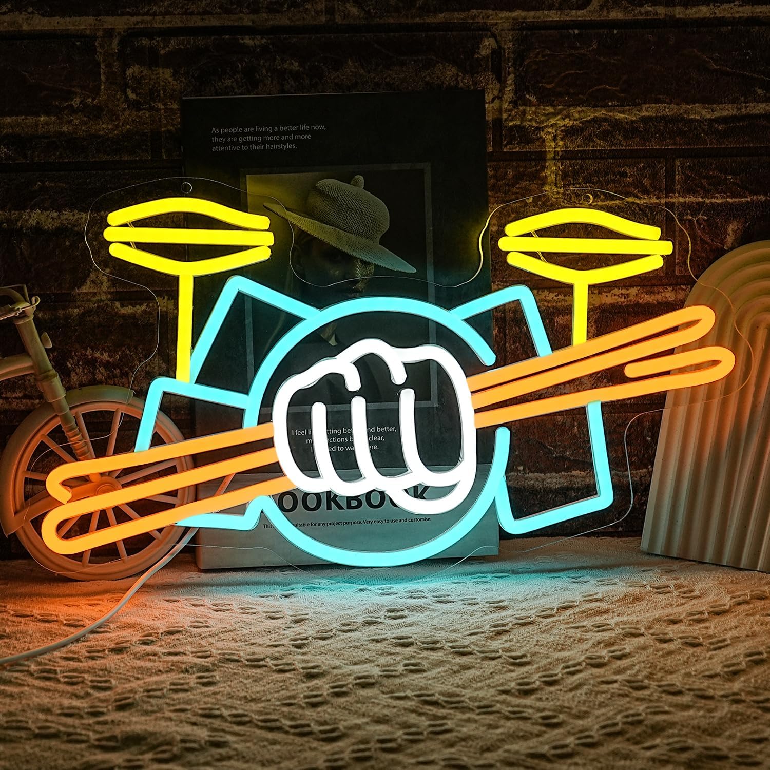 Letreiro Neon de Bateria Music - Musical Instrument Sign avaliação e preço
