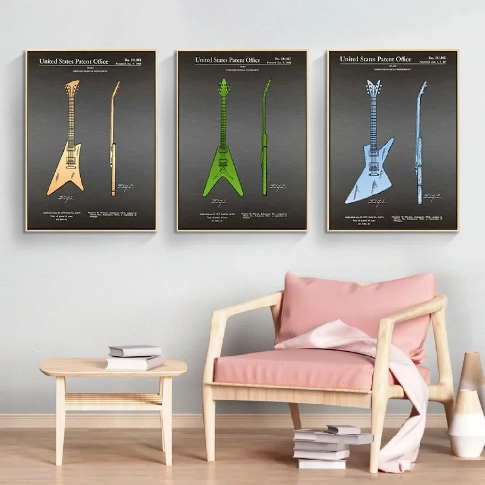 Guitarra Elétrica Anatomia Pos - Musical Instrument Poster avaliação e preço