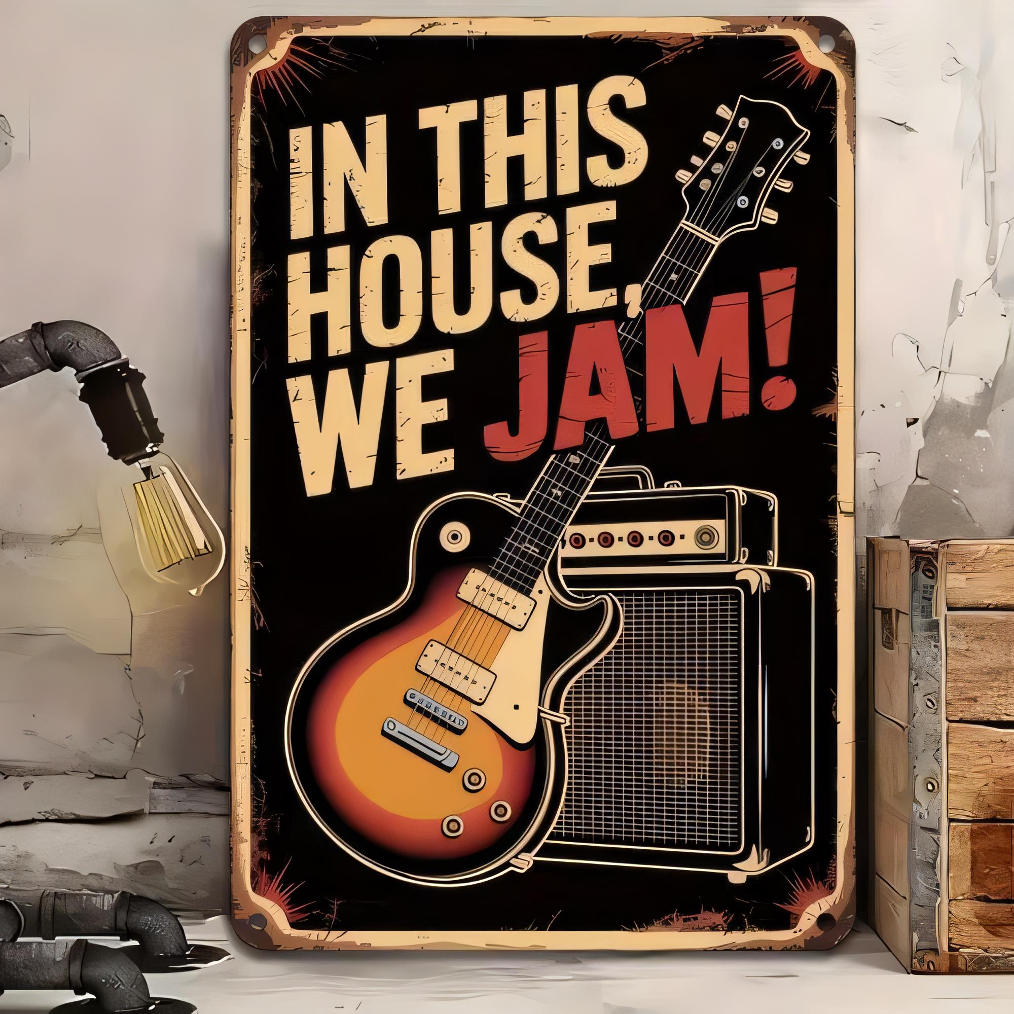 Placa de Metal, Em Esta Casa,  - Musical Instrument Sign avaliação e preço